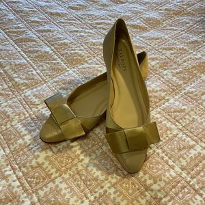 Talbots golden satin bow flats size 7.5